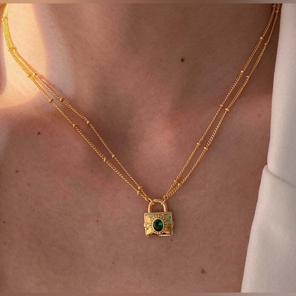 18K Gold Plated Padlock Necklace*Vintage Necklace*Bubble Chain Necklace - Picture 6 of 10